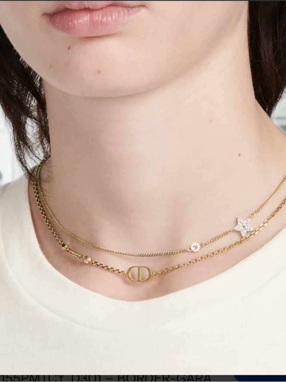 Dior Gold Multilayer Logo & Star Pendant Necklace